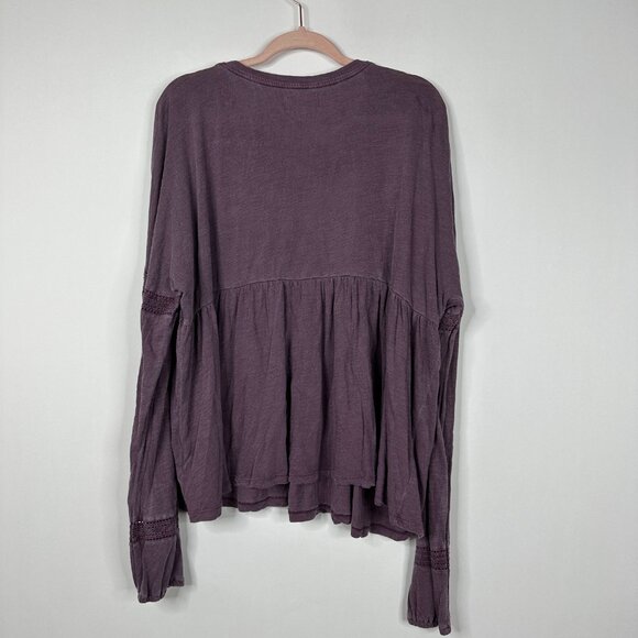 2/$30 Lucky Brand Embroidered Long Sleeve Babydoll Top Huckleberry XXL #BAG1 - Picture 8 of 11